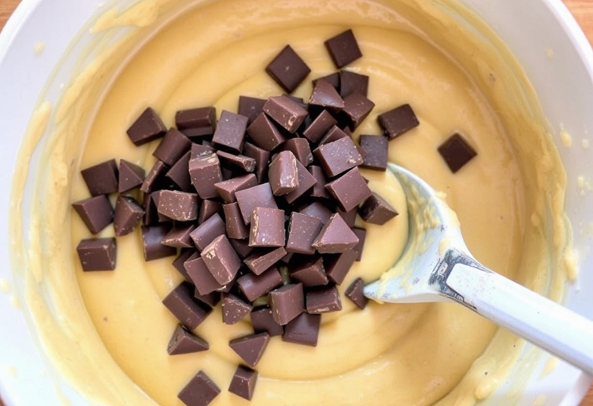 5. krok – miešanie čokolády do cesta
